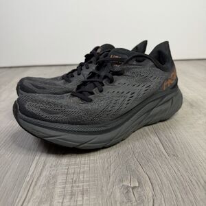 Hoka Clifton 8 Womens 10 B Anthracite Copper Running Shoes Sneaker Comfort Run C